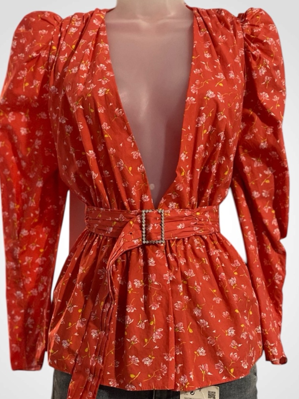 NWOT - Orange Red Floral Pattern Top